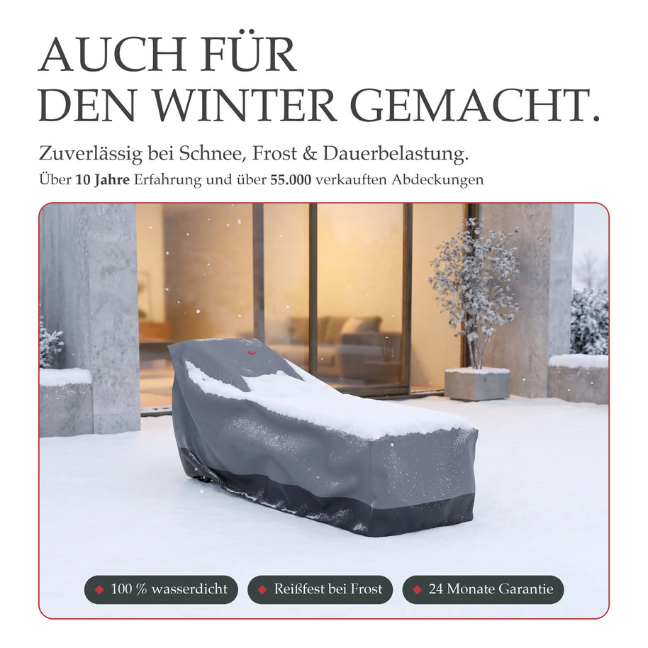 GUARDEN Gartenliege Schutzhülle im Schnee – auch für den Winter gemacht